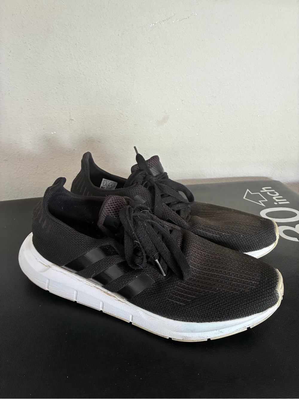 adidas Men's Black Knit Sneakers with White Sole